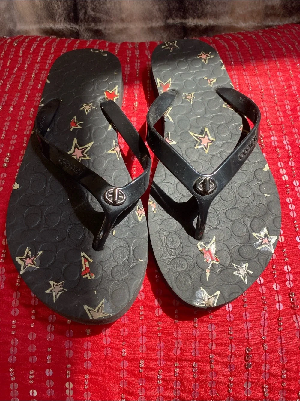Coach Black Logo Beach Slides